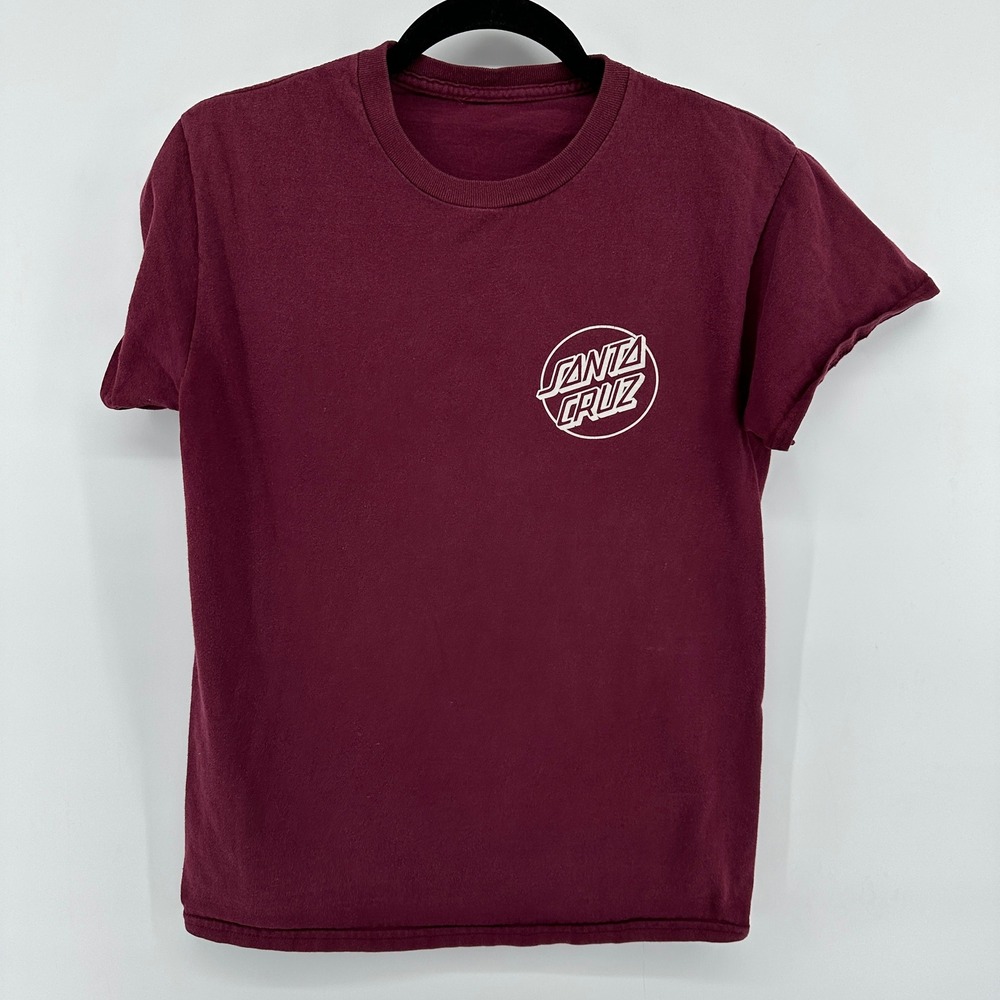 Santa Cruz Skateboards Maroon Burgundy Circle Logo Graphic T Shirt Men XS Wmn S